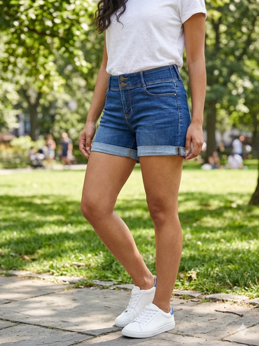Apt. 9 Tummy Control Mid-Rise Rolled Cuff Denim Shorts - Blue